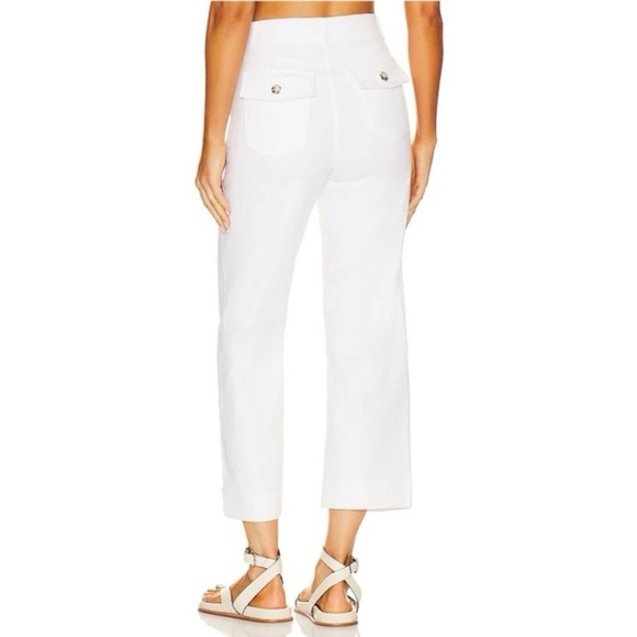 New SPANX White Stretch Twill Cropped Wide Leg Pants Shaper Girdle sz S - Picture 2 of 8